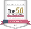Top 50 Personal Injury Settlements California 2023 Firm badge - Top-Rated Personal Injury Attorneys